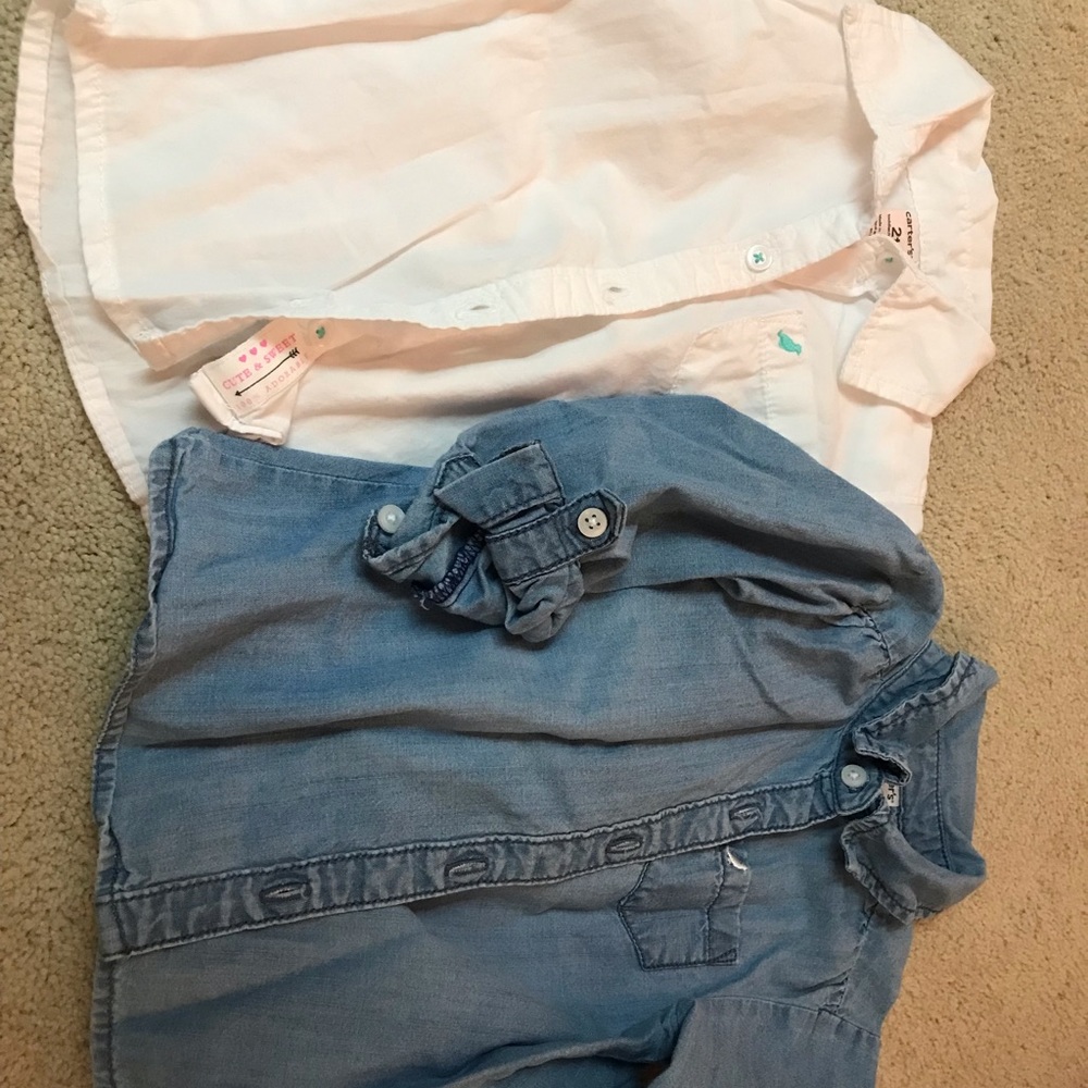 Carter’s button down long sleeve shirts.  Girls sz 2t.